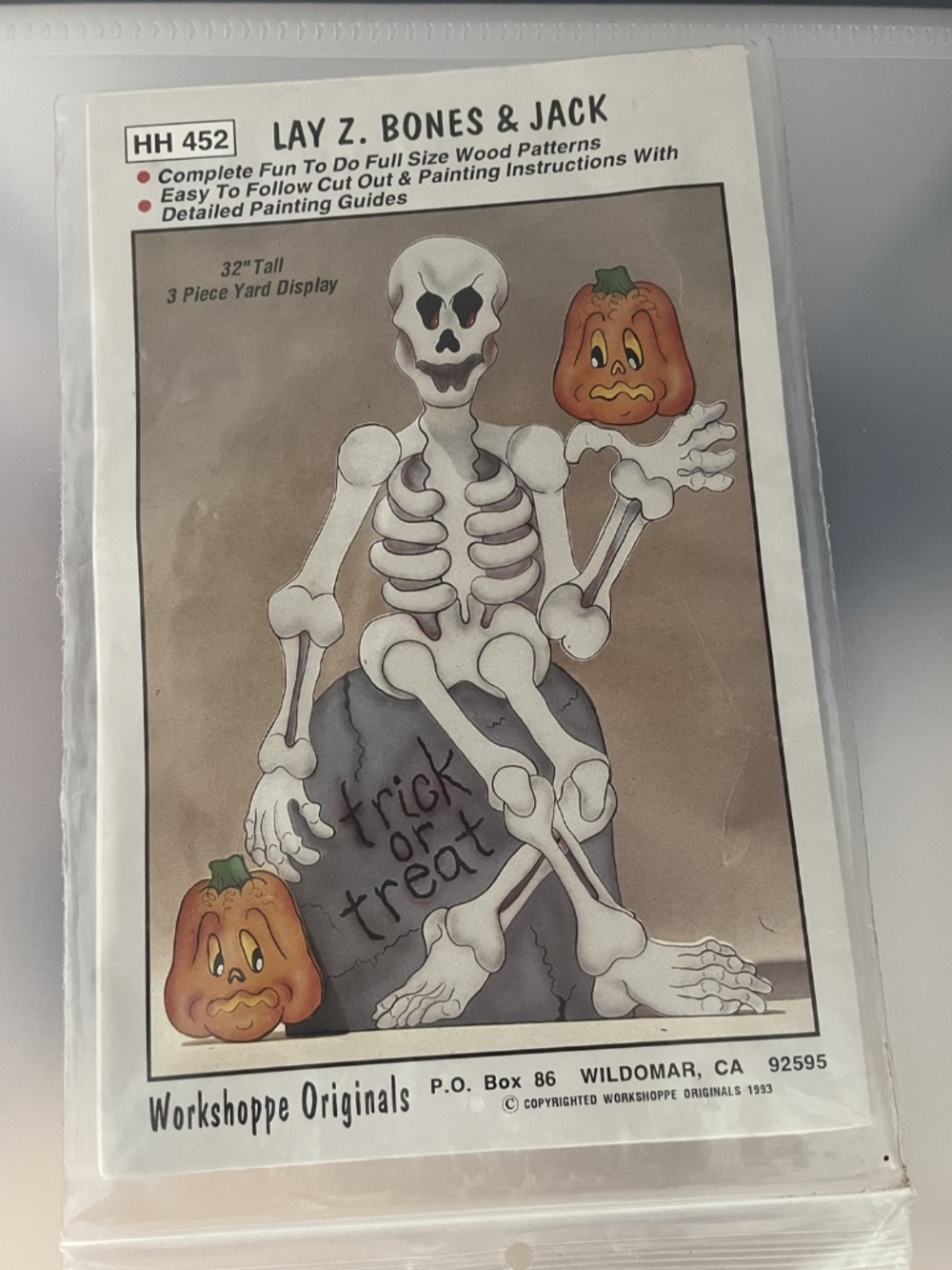 VTG 1993 Halloween Woodworking Pattern Lay Z Bones & Jack Workshoppe Original